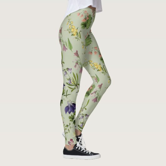 Botanische alpiene Floral over de afdruk Leggings (Rechts)