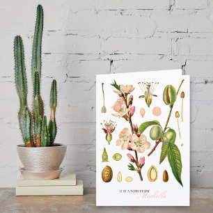 Botanische amandelbloesems Monogram Blank Notitiekaartje
