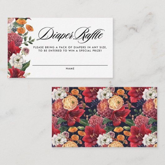 Botanische Amaryllis Baby shower Luier Raffle Informatiekaartje (Voorkant / Achterkant)