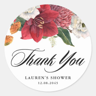 Botanische Amaryllis Bruidsuitnodiging Bedankt Ronde Sticker