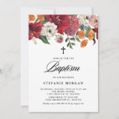 Botanische Amaryllis en Chrysanthemum doop Kaart (Voorkant)