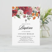 Botanische Amaryllis en Chrysanthemum doop Kaart (Staand voorkant)