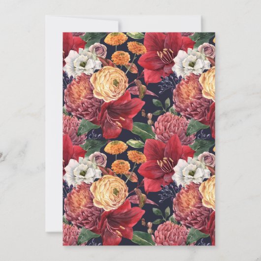 Botanische amaryllis en moeders douchen kaart (Achterkant)