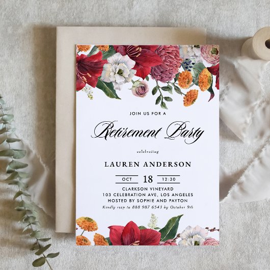 Botanische amaryllis en moeders pensioen partij kaart