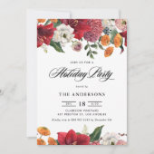 Botanische amaryllis en moeders vakantie partij kaart (Voorkant)