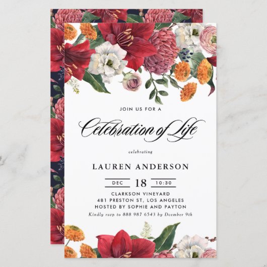 Botanische amaryllis en moeders vieren het leven (Voorkant / Achterkant)