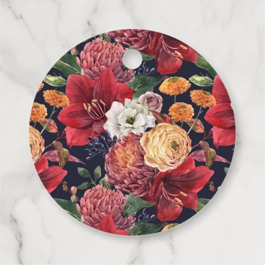 Botanische Amaryllis en Mums Baby shower Bedankt Bedankjes Labels (Achterkant)