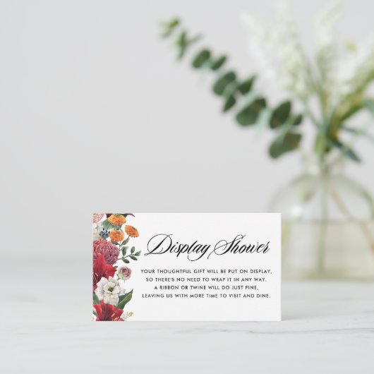 Botanische Amaryllis en Mums Bloemen Display Douch Informatiekaartje (Staand voorkant)