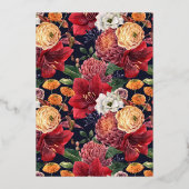 Botanische Amaryllis en Mums Bloemstuk Baby Brunch Folie Uitnodiging (Achterkant)