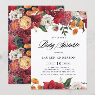 Botanische Amaryllis en Mums Floral Baby Sprinkle Kaart