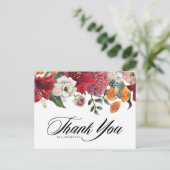 Botanische Amaryllis en Mums Wedding Bedankt Briefkaart (Staand voorkant)
