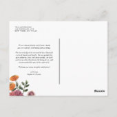 Botanische Amaryllis en Mums Wedding Bedankt Briefkaart (Achterkant)