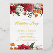 Botanische Amaryllis en Mums Wedding Party Folie Uitnodiging (Voorkant)