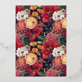 Botanische Amaryllis en Mums Wedding Party Folie Uitnodiging (Achterkant)