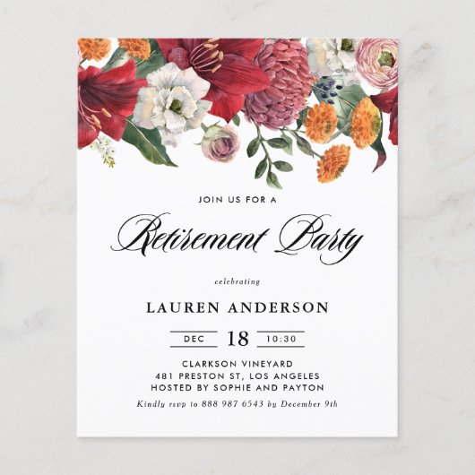 Botanische Amaryllis Uitnodiging van het Pensioenf (Voorkant)