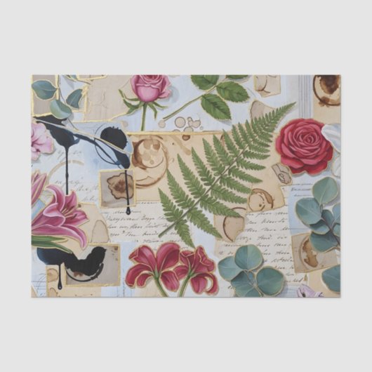 Botanische-Ambachtelijke Collage Tissue Tissuepapier (Voorkant)