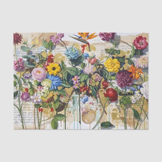 Botanische-Ambachtelijke Collage Tissue Tissuepapier (Voorkant)
