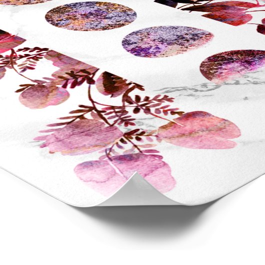 Botanische Amethyst Opal Moon Fasen Poster (Hoek)