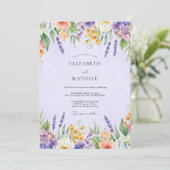 Botanische Amethyst Wilde Bloemen Bruiloft Kaart (Staand voorkant)