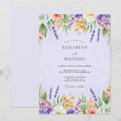 Botanische Amethyst Wilde Bloemen Bruiloft Kaart (Voorkant / Achterkant)
