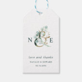 Botanische Ampersand Gouden Groene Bruiloft Dank u Cadeaulabel (Voorkant)