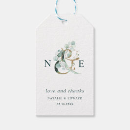Botanische Ampersand Gouden Groene Bruiloft Dank u Cadeaulabel