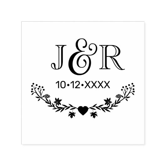 Botanische Ampersand Koppel 2 Initiaal Monogram Da Zelfinktende Stempel (Design)