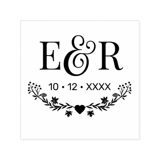Botanische Ampersand Koppel 2 Initiaal Monogram Da Zelfinktende Stempel (Design)