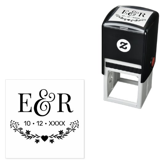 Botanische Ampersand Paar 2 Initiaal Monogram Datu Zelfinktende Stempel (In situ)