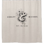 Botanische Ampersand Pas getrouwd Naam Datum Linne Douchegordijn (Voorkant)