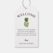 Botanische ananas strand bruiloft welkomsttas cadeaulabel (Voorkant)