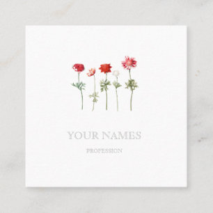 BOTANISCHE "ANEMONES" PLATTELANDSVISITEKAARTJE VIERKANTE VISITEKAARTJE