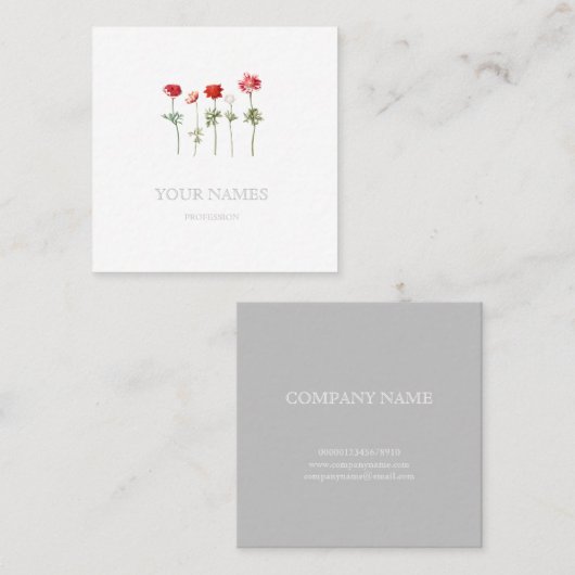 BOTANISCHE "ANEMONES" VISITEKAARTJE (Voorkant / Achterkant)