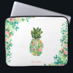Botanische anische ananaseiland laptop sleeve<br><div class="desc">Mooie waterverf botanische eilandbloemen en ananasappelvorm met bijpassende lijsten op de hoek,  persoonlijke laptophoes.</div>