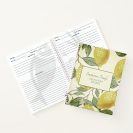 Botanische antieke gele citroenen familierecept notitieboek