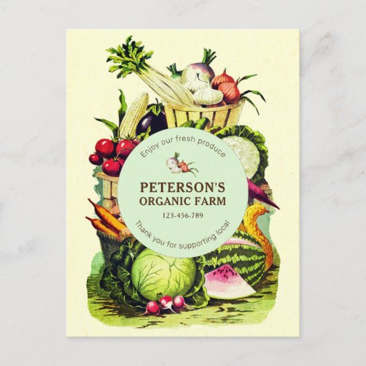 Botanische Antieke Plattelands Groenteboer Briefkaart (Voorkant)