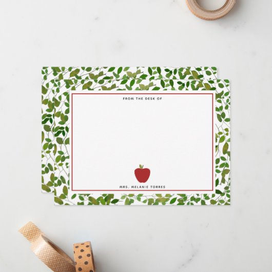 Botanische Apple-leraar Notitiekaartje (Voorkant / Achterkant in situ)