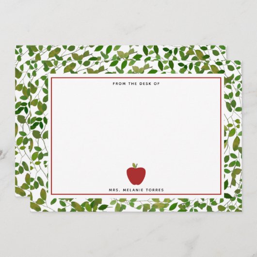 Botanische Apple-leraar Notitiekaartje (Voorkant / Achterkant)