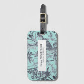 Botanische aqua Chinoiserie Aangepast Bagagelabel (Voorkant (verticaal))