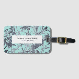 Botanische aqua Chinoiserie Aangepast Bagagelabel