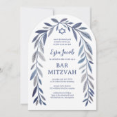Botanische Aquarel Aangepaste Bar/Bat Mitzvah Boog Kaart (Voorkant)