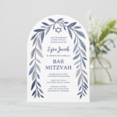 Botanische Aquarel Aangepaste Bar/Bat Mitzvah Boog Kaart (Staand voorkant)