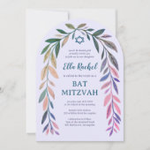 Botanische Aquarel Aangepaste Bar/Bat Mitzvah Boog Kaart (Voorkant)