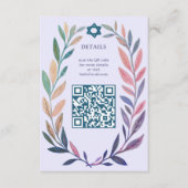 Botanische Aquarel Aangepaste QR Bar Mitswa Informatiekaartje (Voorkant)