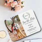 Botanische aquarel bladeren foto Save the Date Magneet