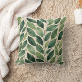 Botanische Aquarel Bladeren Worp Kussen | Groen (Deken)