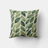 Botanische Aquarel Bladeren Worp Kussen | Groen (Achterkant)
