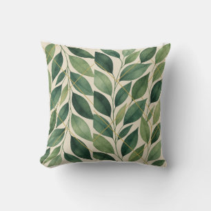 Botanische Aquarel Bladeren Worp Kussen Groen