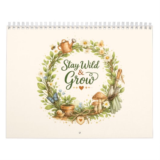 Botanische Aquarel Bloemenkrans Inspirerend Kalender (Hoes)