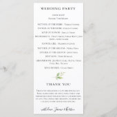 Botanische Aquarel Bloemige Lelie Bruiloft Programmakaart (Achterkant)